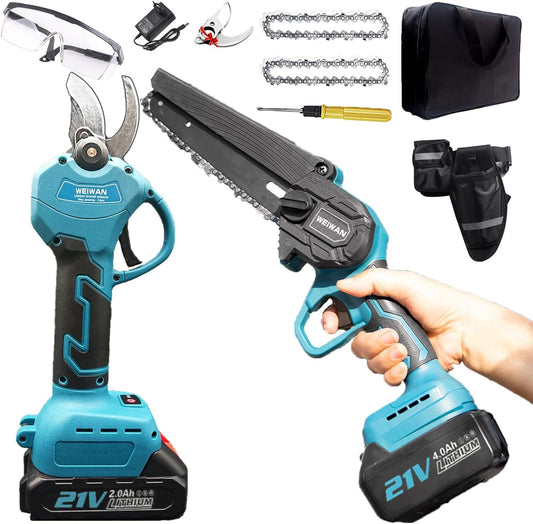 Сет Електрични Ножици за Кастрење + Мини Моторна Пила