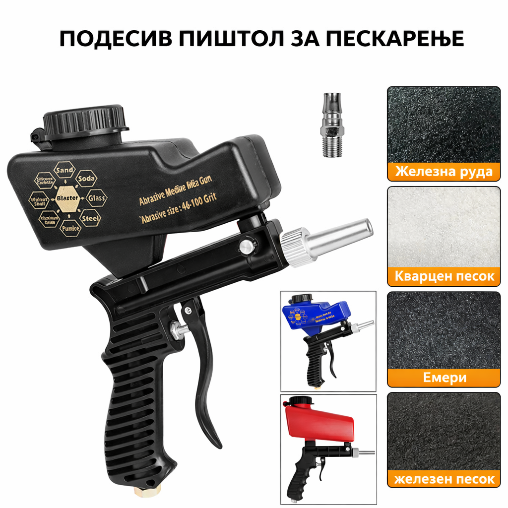 Пиштол за пескарење (отстранување ‘рѓа и полирање)