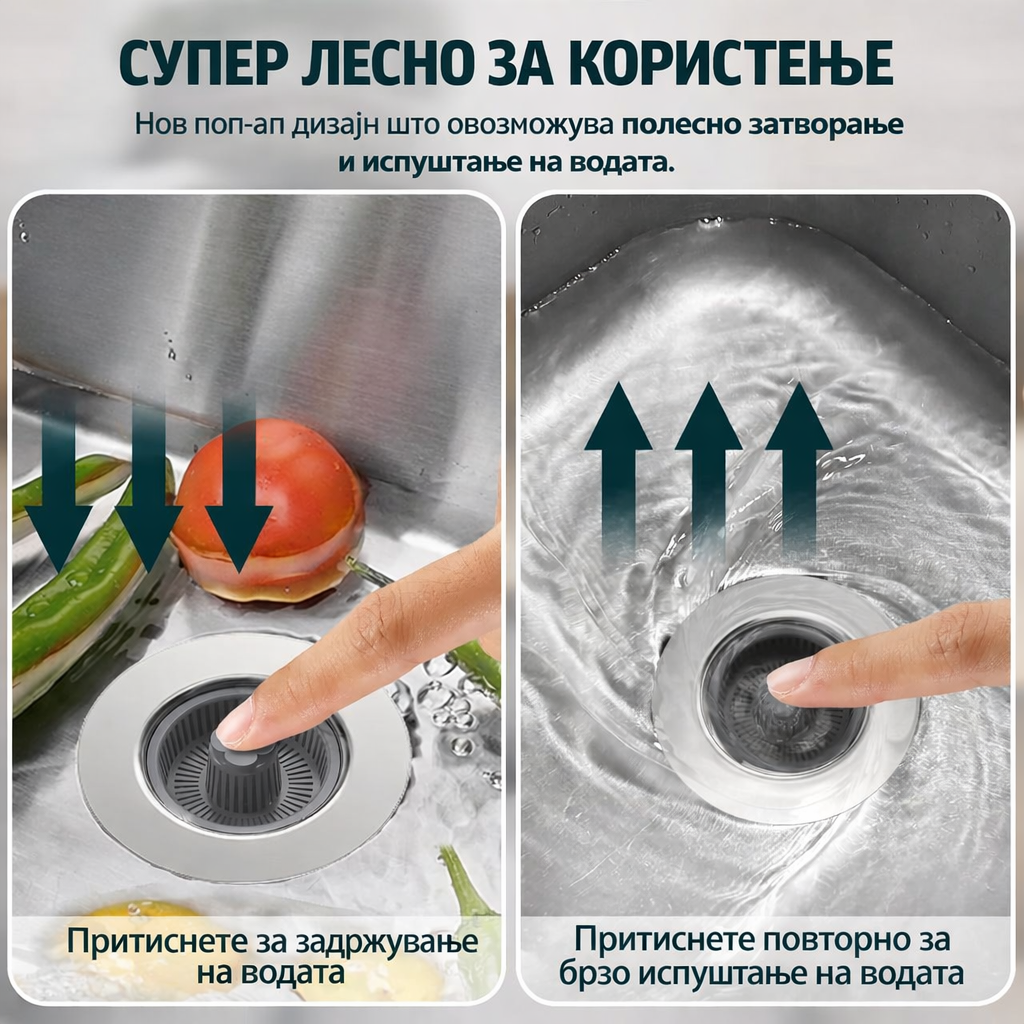 Одводен филтер 3-во-1 (нерѓосувачки челик)